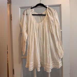 Calypso st Barth long sleeve 100% cotton sheer white coverup dress